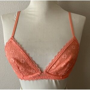Victorias Secret Coral Sexy Lace Bralette W/ Underwire & Adjustable Straps Sz S